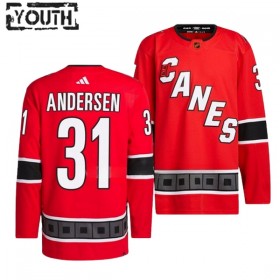 Carolina Hurricanes Frederik Andersen 31 Adidas 2022-23 Reverse Retro 2.0 Rot Trikot Authentic - Kinder